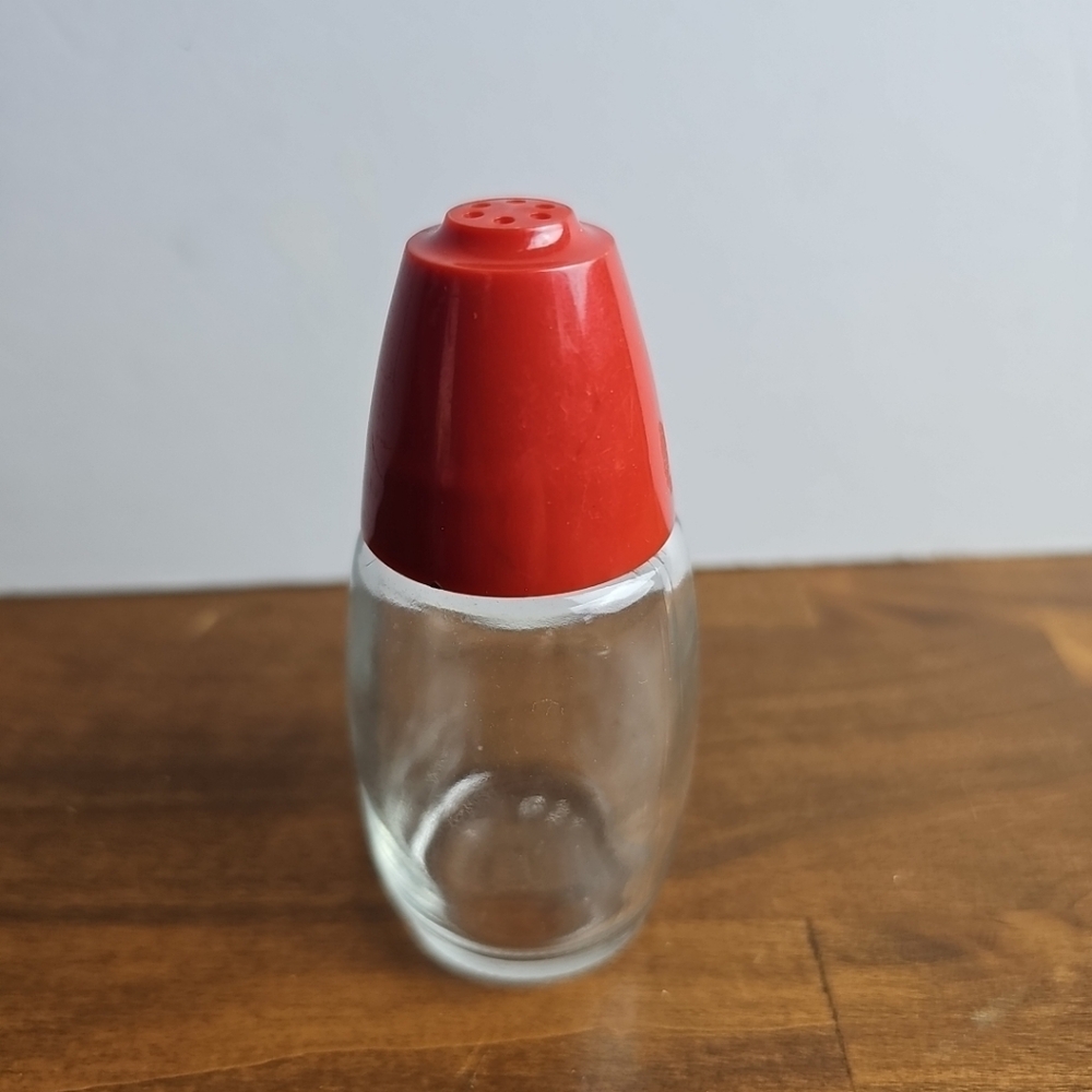 Vintage Gemco Salt or Pepper Shaker Clear Glass Red Top 3.5" Replacement Shaker